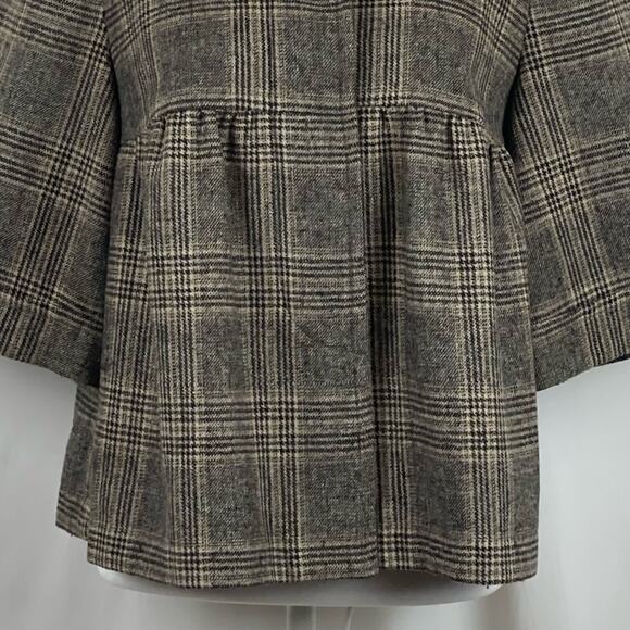 Boston Proper Tan & Cream Plaid Wool Blend Academia Prep Jacket NWOT Size 8 - Picture 4 of 12